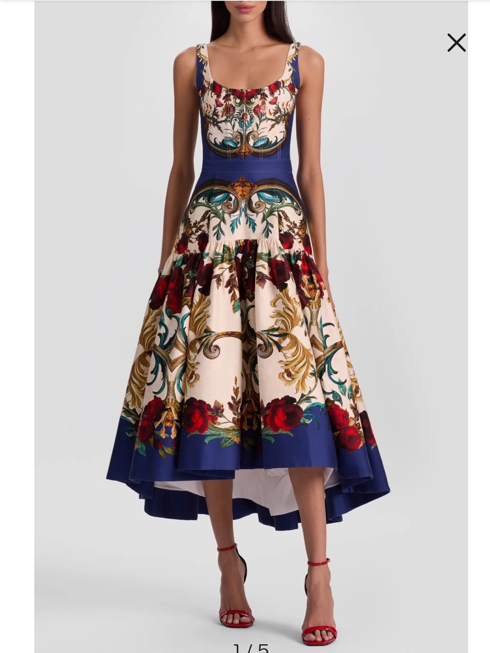 Alice + Olivia Gilded Rose Baroque High-Low Diana Dress 6 NEW
